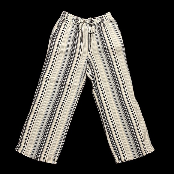 Briggs women’s New York Linen Pull on Wide Leg Pant blue white strip - Picture 1 of 9
